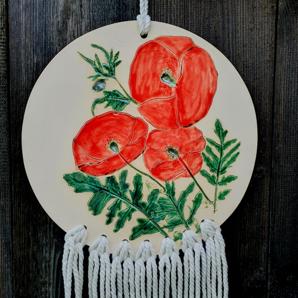 Ceramiczny łapacz snów "Czerwone maki"