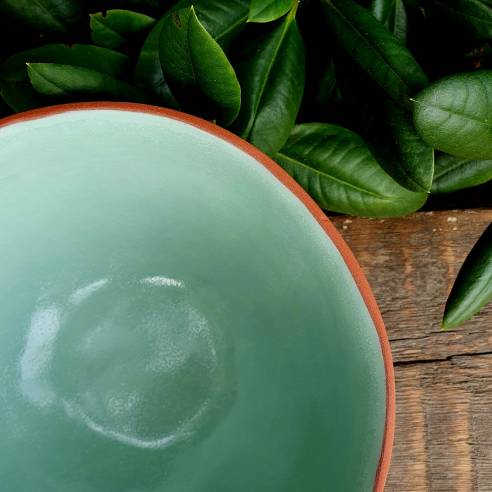 Ceramiczna misa z rudej gliny "Miętowa Gipsówka"