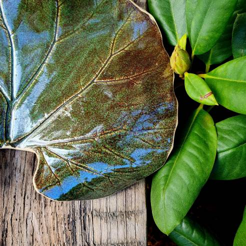 Ceramiczny liść dekoracyjny na ścianę "Oleander"