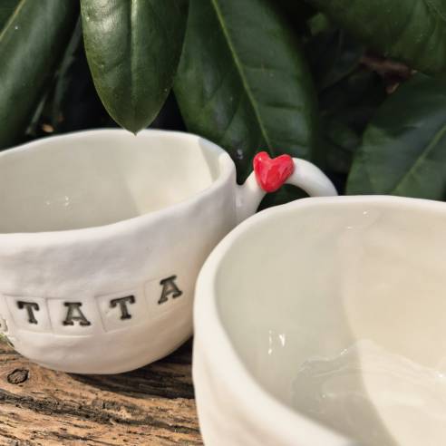 Porcelanowy zestaw kubeczków "Mama i Tata" z...