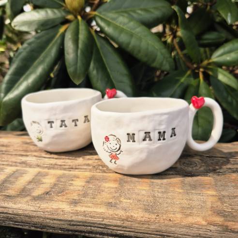 Porcelanowy zestaw kubeczków "Mama i Tata" z...