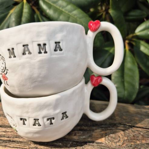 Porcelanowy zestaw kubeczków "Mama i Tata" z...